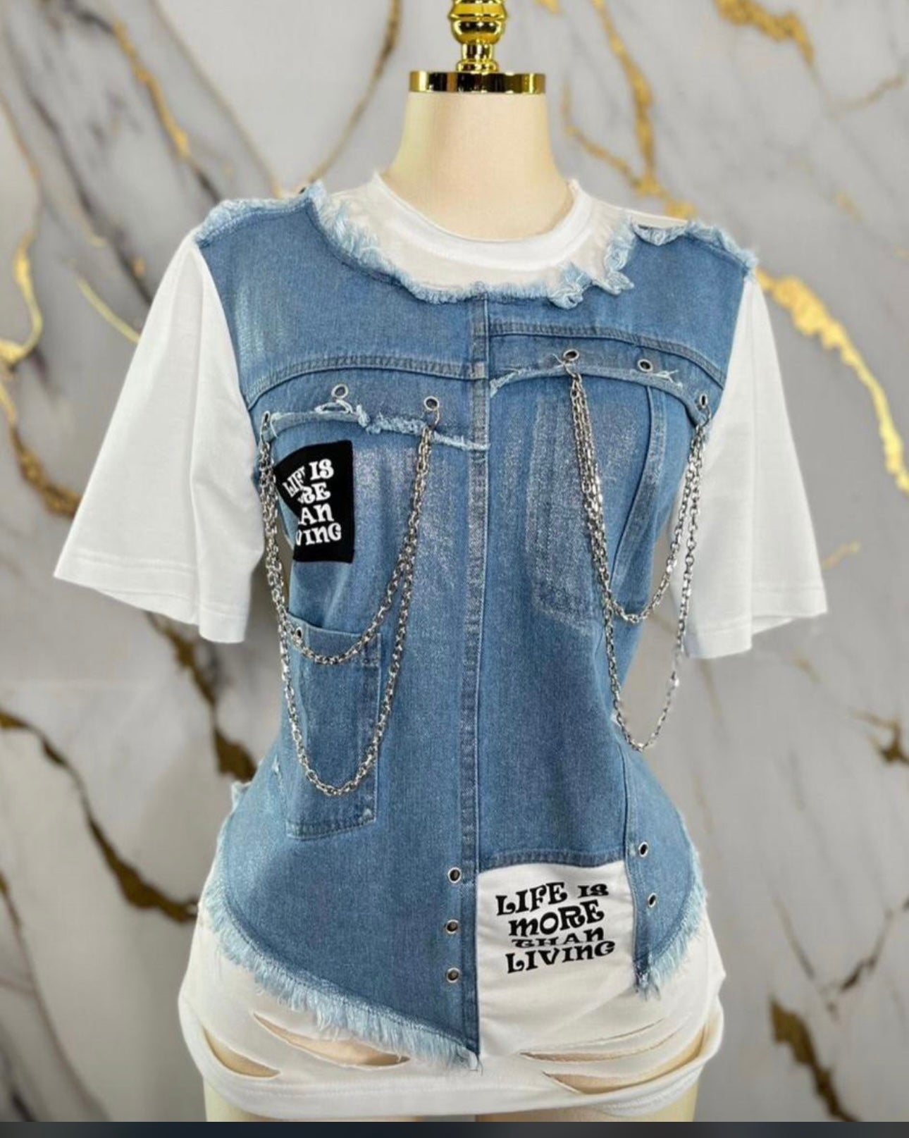 Blusa jeans cadenas